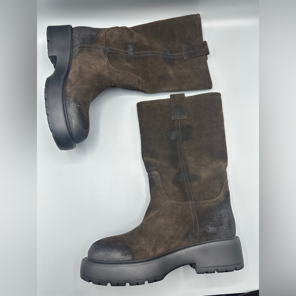 Jeffrey Campbell  Suede Leather Combat Boots Chunky Sole Women’s Size 8.5 Brown